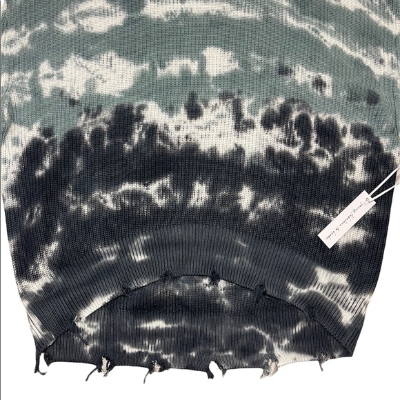 Young Fabulous & Broke Sweater Cameron Oversized Distressed Tie Dye Blue Tunic - Picture 9 of 16